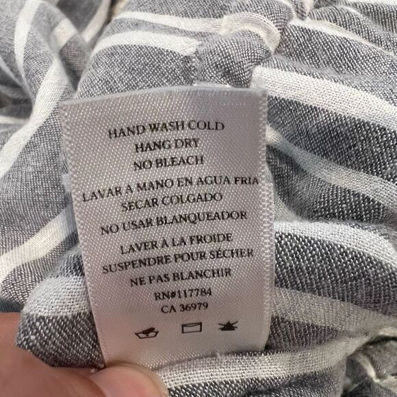 Rails Brooklyn Linen Blend Grey and White Striped Cropped Jumpsuit Size S - Picture 11 of 11